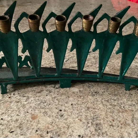 Vintage enamel brass Hanukkah menorah made in Israel REG. DES. 1734